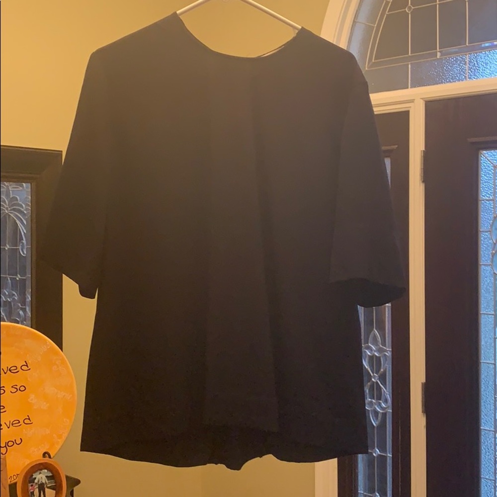 Everlane Japanese Navy GoWeave Zip-Back Top size 10 - Picture 3 of 7